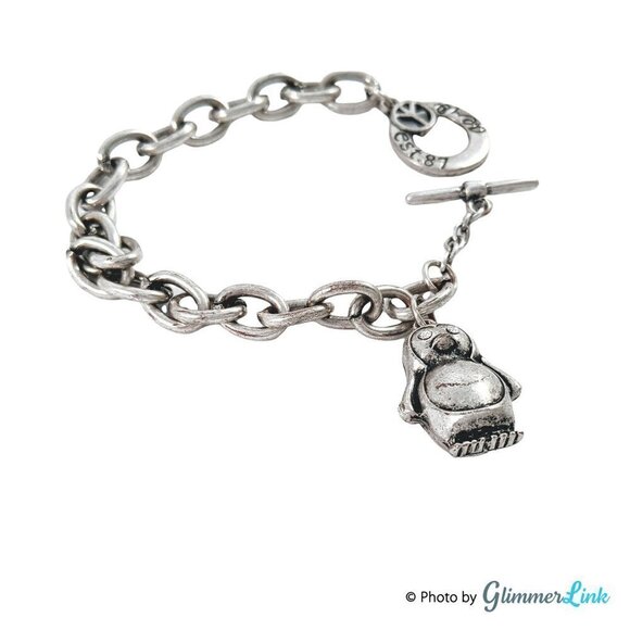 Aeropostale Silver Tone Penguin Charm Toggle Bracelet - Picture 3 of 8